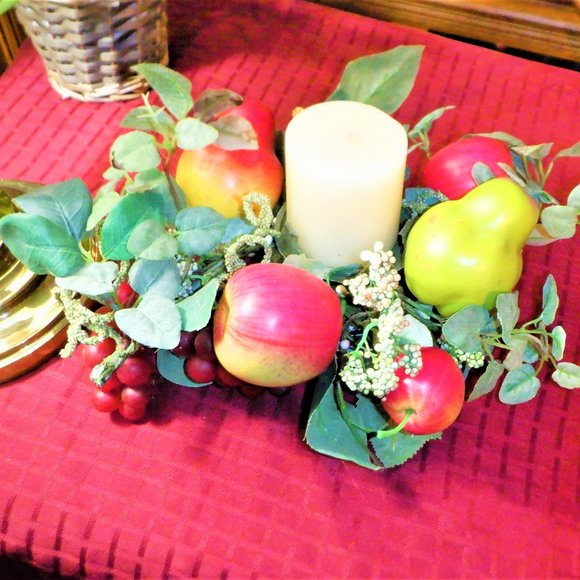 ~ CENTRE PIECE with CANDLE / Fruit ~ - Picture 2 of 3
